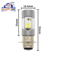 Ampoule de phare de moto T19 LED H4 BA20D P15D phare auxiliaire de moto 4LED puce 20W ampoules accessoires hors route