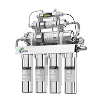 Purificateur d'eau RO 600GPD à 8 étapes avec UV pour usage domestique, avec structure entièrement en acier inoxydable et manomètre de pression d'eau