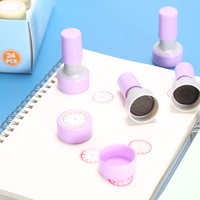Fabrication de tampons personnalisés avec motifs sur mesure, logo, 25 mm, couleurs pastel, tampon rond pour enseignant, tampon auto-encreur