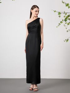 <span class=keywords><strong>Mily</strong></span> Bridal ED023 Robe décontractée de haute qualité pour dames avec logo personnalisé Vêtements d'été élégants en mousseline de soie à une épaule pour femmes - Product Image 2