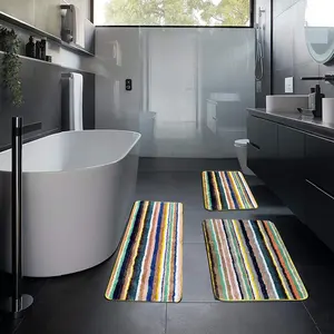 Warna-warni Microfiber Mandi Tikar Karpet Non Slip Bath Mat Menyerap Air Kamar Mandi Shaggy Karpet Lantai Mat Toilet Rug Set