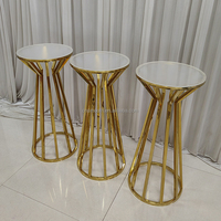 LISSE nouveau Design brillant or rond en acier inoxydable gâteau piédestal cylindre Dessert Table gâteau socle support pour la décoration d'événement