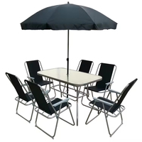 Ensemble de meubles de jardin moderne en rotin tressé avec plateau en verre, 7 pièces, pour terrasse, balcon ou cour extérieure