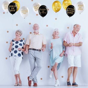 Globos de Decoración para Jubilación, Suministros para Celebrar la Jubilación, Globos Divertidos para Hombres y Mujeres, Decoración para Fiestas en Interiores (Negro, Blanco, Dorado) - Product Image 3