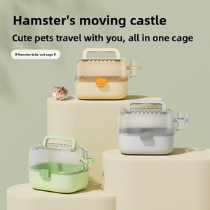 골든 햄스터 고급 플라스틱 휴대용 이동식 탈출방지 핸드헬드 케이지 방수 통풍 무소음 소형 애완동물 실내 박스 - Product Image 5