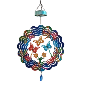 Creative Butterfly Metal Garden Tree Decoration Double Sided DIY Colorful Garden Sublimation Wind Spinner