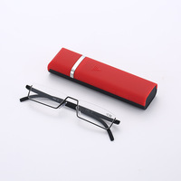 Lunettes de lecture unisexe haut de gamme à demi-monture carrée, vente en gros directe usine, avec porte-stylo, verres anti-lumière bleue TR90, modèle populaire