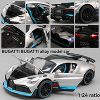 Coche de Metal Fundido a Presión a Escala 1:24, Bugatti DIVO con Sonido y Luz, Modelo de Coche de Juguete con Retroceso, Adorno Decorativo, Modelo de Supercoche