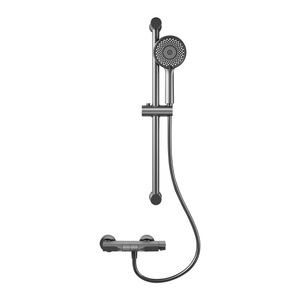 Aluminum Alloy Shower Head Set Gunmetal Gray Pressurized Hotel Home Bathroom Use - Product Image 1