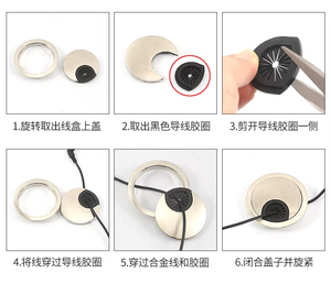 Accessoires de bureau personnalisés : Cache-trous de bureau ronds en alliage de zinc de 60 mm, passe-câbles étanche pour bureau, cuisine, chambre - Product Image 5