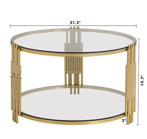 Modern Steel Coffee <b>Table</b> in 31.5" Asymmetrical Metal Circular Metal Drum Base Decorative Home Furniture - Product Image 5
