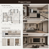 Moderner Minimalistischer Küchenschrank aus Sperrholz und MDF mit Soft-Close-Scharnieren für Türen, Schubladenauszüge für Schränke, für Apartments und Villen