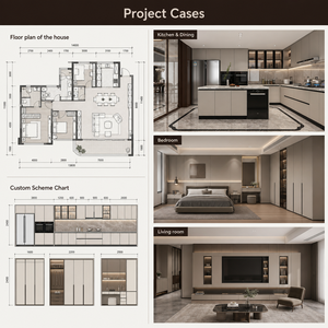 Mueble <span class=keywords><strong>de</strong></span> Cocina Moderno Minimalista <span class=keywords><strong>de</strong></span> Madera Contrachapada y MDF con Bisagras <span class=keywords><strong>de</strong></span> Cierre Suave para Puertas, Correderas para Cajones, para Apartamentos y Villas - Product Image 4