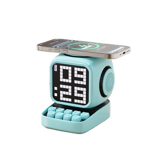 JJT-18 Small Cube Smart for Audio Magnetic Fast Wireless Charger RGB <b>LED</b> Plastic Alarm <b>Clock</b> White Noise Retro Speaker RGB <b>LED</b> L - Product Image 1