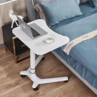 Table de chevet réglable moderne OMNI avec roulettes, bureau mobile pneumatique pour ordinateur portable, idéal pour les petits espaces de bureau/maison, en aluminium