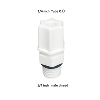 Adaptador en T de Tres Vías con Rosca Macho de 1/4" NPTF y Conexión de Tubo de 1/4" Macho, Conexión JACO con Junta Tórica