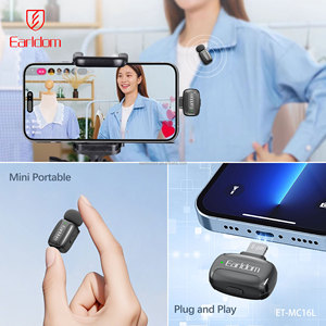 ไมโครโฟนไร้สายขนาดเล็กแบบหนีบปกเสื้อ Earldom Mini Professional สำหรับ iPhone <span class=keywords><strong>Android</strong></span> ใช้สำหรับไลฟ์สด บันทึกเกมส์ สัมภาษณ์ และวิดีโอบล็อก - Product Image 5