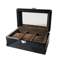Boîte d'emballage en bois luxueuse à finition brillante, boîte cadeau rectangulaire élégante à 5 compartiments, boîte à montre marron faite à la main avec couvercle, certificat SABER