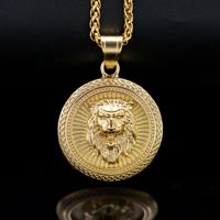Pendentif tête de lion en acier inoxydable personnalisé de style européen américain Nouveaux accessoires de mode transfrontaliers Aspirateur