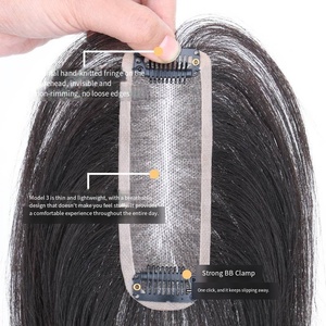 卸売りハンドメイド & ヘアバンドルコンビネーションベース100% ヘアトッパーミニウィッグトッパー人毛ウェットトッパー - Product Image 1