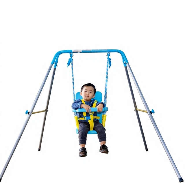 Modern Design Outdoor Furniture Children's Metal Swing Chair Waterproof Cushion Safety Baby Stand Frame Room School