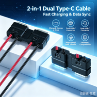 Connecteur USB-C double parallèle LN-02, prise TYPE-C, charge 2 câbles