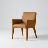 Fauteuil de salle à manger en cuir avec accoudoirs, OEM ODM, personnalisable, style nordique moderne, chaise de salle à manger de luxe rembourrée en tissu