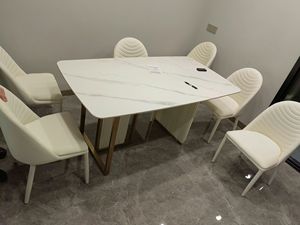 Ensemble table et chaises de salle à manger en pierre frittée, style luxe léger, blanc, 6 places, écologique, pour hôtel, <span class=keywords><strong>petit</strong></span> format, <span class=keywords><strong>prix</strong></span> de gros usine - Product Image 6