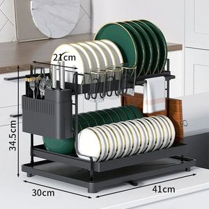 <b>Kitchen</b> Dish Drying Storage Draining Rack Metal Black 2 Tier Restaurant <b>Kitchen</b> Sink Dish Drying Racks <b>for</b> <b>Kitchen</b> Drain Rack - Product Image 4