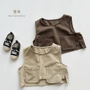 Nette Kinder tragen personal isierte trend ige Kinder weste 2024 Jungen und Mädchen Baby Korean Edition Vintage Tank Top Schatz