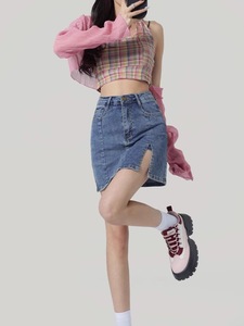 กระโปรงยีนส์ทรงเอเอวสูงสำหรับผู้หญิง ฤดูร้อน ปี 2026 สไตล์ลำลอง ความยาวปานกลาง แบบกางเกงขาสั้น - Product Image 5