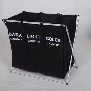 WeaveWin 3-Section Aluminum Frame Foldable Laundry <strong>Hamper</strong> <strong>Mesh</strong> Storage Bin for Dirty Clothes Folded Bed Sorter Available - Product Image 4