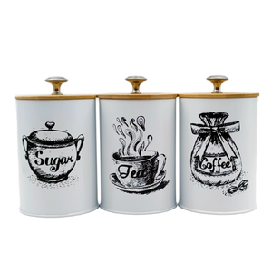 Classic <b>Kitchen</b> <b>Storage</b> <b>Container</b> Sets for Tea Sugar Coffee with Bamboo Lids-Travel Eco-Friendly - Product Image 2