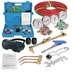 Oxygen & Acetylene Gas Cutting Torch and Welding Kit with Two Hose,Regulator Gauges,Storage Case