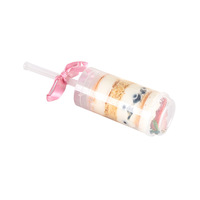 Conteneur à glaces et snacks en PP de 100 ml, grand format, à pression, transparent, pour fruits, gâteaux arc-en-ciel, distributeur cylindrique avec couvercle