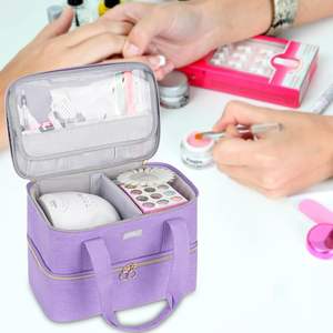 Échantillon gratuit d'organisateur de vernis à ongles, organisateurs de vernis à ongles à double couche et rangement pour les techniciens en ongles, sac de transport pour vernis à ongles - Product Image 4