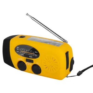 Cargador solar multifuncional am fm, linterna de radio con cargador USB, NOAA, informe meteorológico, Dinamo de manivela manual, promocional
