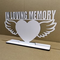 Plaque MDF en Bois Cœur et Aile 160x264x5mm « En Mémoire Affectueuse » pour Sublimation, Cadre Photo Commémoratif