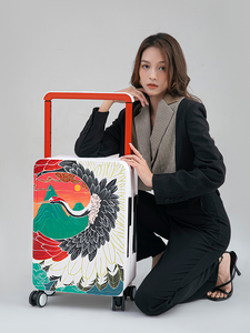 MAYERTRIP Original Hand-Painted Luggage Graffiti Wide-Handle PC Frame Spinner <strong>Suitcase</strong> [Crane][Deer] Custom Cartoon <strong>Light</strong> <strong>Weight</strong> - Product Image 6