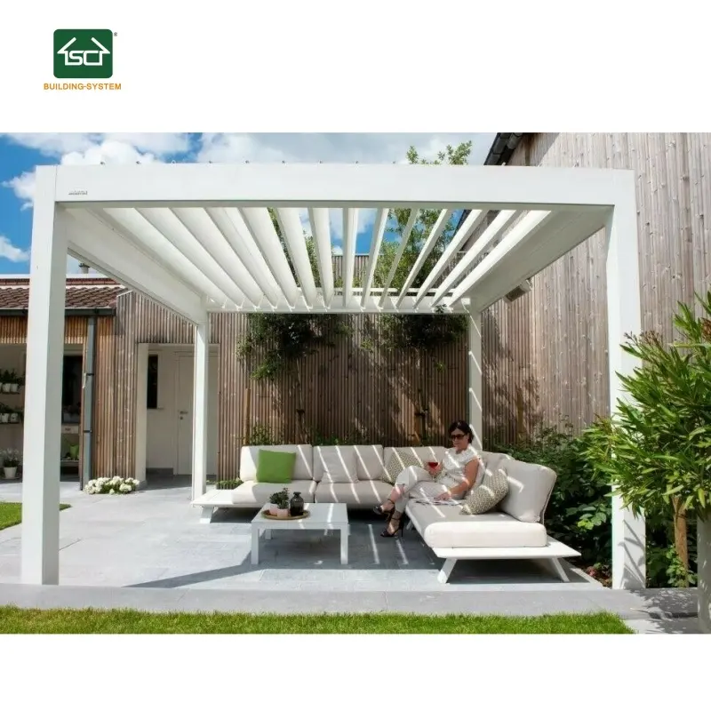 Pérgola de persiana de aluminio bioclimática para exteriores moderna de fábrica OEM aprobada por CE