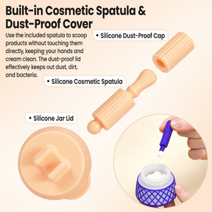 Leak Proof Silicone Moisturizer Cream Jar, Portable Detachable Grid Sleeve Design, Built-in Spatula & Dust-Proof, Dust-Proof BPA - Product Image 6