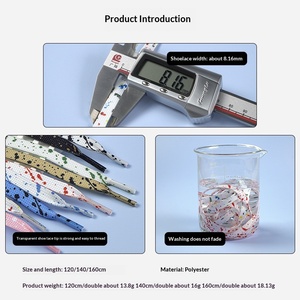 Lacets de chaussures personnalisés en polyester double couche de 8 mm de large, imprimés à l'encre, style artistique, colorés, pour baskets - Product Image 4