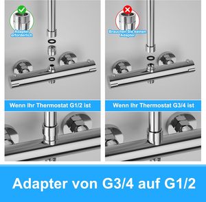 Adaptador de Rosca para Columna de Ducha Cromada <span class=keywords><strong>JOHO</strong></span>, Rosca Hembra de 1/2 Pulgada a Rosca Macho de 3/4 Pulgada para Conexión de Manguera de Jardín/Lavadora - Product Image 4