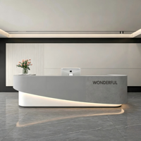 Nouveau design, formes spéciales, comptoir de réception moderne en GRG, comptoir de réception de salon de beauté, comptoir de réception de spa personnalisé