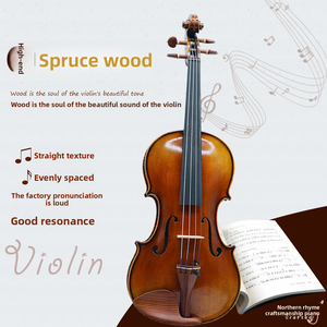 Violon d'étudiant CHENTUO CT3.5, fabriqué à la main, table en épicéa massif, fond et côtés en érable, touche en ébène, Chine - Product Image 3