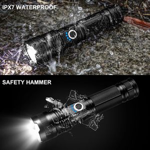 Linterna Táctica LED de 2000 Lúmenes y 30W, Aleación de Aluminio, IP65 Impermeable, Alta Potencia, Alcance de Haz de 1500M, Recargable - Product Image 6