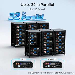 ECO-WORTHY Cubix 100 Pro Bluetooth WiFi Basse Température Garantie 10 Ans 51.2V 100AH LiFePO4 <span class=keywords><strong>Batterie</strong></span> <span class=keywords><strong>de</strong></span> Stockage d'Énergie pour Rack <span class=keywords><strong>de</strong></span> Serveur - Product Image 5