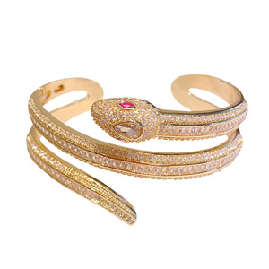 Brazalete Abierto en Forma de Serpiente, Chapado en Oro y Plata, Joyería de Cobre para Fiestas, Primavera 2025, Origen Yiwu - Product Image 5