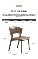 Chaises de salle à manger d'extérieur en cuir italien et métal, design nordique, dossier haut, pour hôtels et restaurants