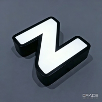 Enseigne lumineuse LED 3D personnalisée GFace en acrylique avec lettres en acier inoxydable brossé pour devanture de magasin